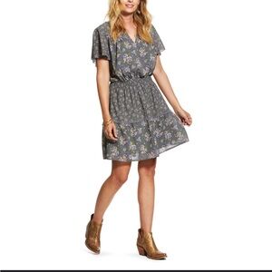 Ariat Exhale Floral Rose Print Breezy Crepe Fabric Western Dress Size XL NWT